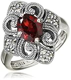 esse Damen Ring 925 Silber vintage-oxidized Granat rot Markasit 60 (19.1) - L0021R/90/M2/60