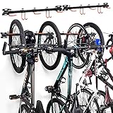 ikkle Wandhalterung Fahrrad, Wand Fahrradhalter, Wandhalterung für 6 Fahrräder, Verstellbare Fahrradhalterung für Garage, Vertikale Wandhaken Bike Ständer für Rennräder, Mountainbikes | 63'