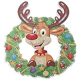 SSLLM 5D Diamond Painting Wreath,DIY Wald Weihnachten Diamond Painting Kranz,Handmade Weihnachtsdeko Türkranz,Xmas Diamond Painting Hanging Pendant für Haus, Wand Und Eingang Dek
