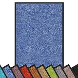 Floordirekt Schmutzfangmatte Rhine | waschbare & leistungsstarke Fußmatte | Sauberlaufmatte mit Rutschfester Rückseite | Türmatte in vielen Größen & Farben (Blau, 60 cm x 90 cm)