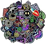 Aufkleber Pack 50-pcs, Neon Graffiti Stickers Decals, Vintage Graffiti Decal Neon Aufkleber für Skateboard Laptop Koffer Helm Motorrad Auto Fahrrad Comp