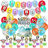 One Piece Geburtstag Dekoration Set LLMZ Party Dekorationen Cartoons Partyzubehör Dekoration für Anime Liebhaber Balloons Set Piratenkönig Thema Birthday Party Accessory S