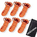 JTENG 6 Stck Abspannseile Reflektierende Ø 4mm 400mm Leuchtend Reflector Cord Zelt-Abspannleinen mit Reflektierendem Kunststoff-Faden Spannschnur Abspannleine Zeltleine Zeltseil Spannsei (Orange seil)