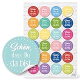 Logbuch-Verlag 48 runde SCHÖN DASS DU DA BIST Aufkleber BUNT Etiketten Sticker Feste Deko Geschenkaufkleber Verpackung Mitgebsel Gastgeschenk Spruch 4