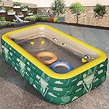 gerenic Sommertag Aufblasbare Pools Rechteck Falten Planschbecken Für Kinder Dauerhaft rutschfest Baby Pool Wassersportspiele Im Garten Im Freien,210×145×60