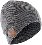Callstel Haube, Bluetooth: Beanie-Mütze, integriertes Headset mit Bluetooth, FM-Radio, grau (Mütze mit Kopfhörer Bluetooth)