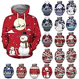 Weihnachtspullover Herren mit Licht Pullover mit Kapuze Kapuzenpullover Winter Weihnachten Digital Printed Sportshirt Sweartshirt Slim Fit Top Kordelzug Tasche Bluse Christmas Geschenke für Männer-#4