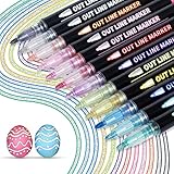 Outline Stifte Magische Stifte - 12 Farben Outline Marker Magic Stifte, 2 Glossy Magic Pens, Glitzerstifte für Geschenkkarten, Fotoalbum, Malbücher, Schreiben, Adventskalender Mädchen B