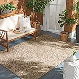 Safavieh Medallion Interieur/Outdoor Woven Rechteck Area Teppich Beachhouse Collection BHS139 in Creme / Beige 91 x 152 cm für Garten, Terrasse oder jeden Außenb