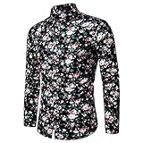 Hemd Herren Modern Trend Mode Druck Kentkragen Herren Shirt Herbst Winter Slim Fit Strickjacke Jugend Herren Langarm Urban Täglich Urlaub All-Match Herren F