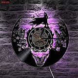 Joker Batman Gotham City LED-Hintergrundbeleuchtung Farbwechsel Vintage Vinyl Wanduhr-EIS