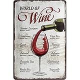 Nostalgic-Art Retro Blechschild Open Bar – World of Wine – Geschenk-Idee für Wein-Liebhaber, aus Metall, Vintage-Design zur Dekoration, 20 x 30