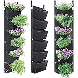 ZECAN Vertikale Pflanzbeutel, 6 Taschen Wand-Pflanzbeutel, Senkrechter Filz Wandmontierter Pflanztasche Für Hof Garten Home Decoration (Black)