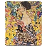 Art Mousepad - Naturkautschuk-Mauspad mit berühmtem Kunstgemälde einer Frau mit Fächer von Gustav Klimt - G