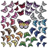 60 Sticker zum Aufbügeln,Schmetterling Bügelflicken,Patches zum Aufbügeln Set,Aufnäher Patches Sticker Kinder,Hosen Flicken Bügeln Kinder,DIY T-Shirt Jeans Kleidung Taschen,Flick