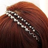 osmanthusFrag Frauen Mädchen Mode Welle Faux Perlen Strass Metall Haarband Stirnband Headwear Geschenk Schw