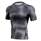 Celucke Coole Laufshirts Sport Funktionsshirt Herren Kompressionsshirt, Schlangen Muster Stretch Rundhals Kurzarm Fitness T-Shirt Performance Männer Trainingsshirt Sportshirt Musk
