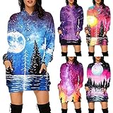 TWIOIOVE Pulloverkleid Damen Winter Rot Pullikleid Minikleid Santa Cartoon Drucken Cocktailkleid Freizeitkleider Gemütlich Warm Atmungsaktiv Abendkleid Pullover Top