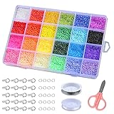 SOSMAR 24000pcs Mini Glasperlen 2mm 24 Farben, Saatperlen Rocailles Perlen mit Aufbewahrungsbox für Basteln Fädeln Auffädeln DIY armbänder Halsketten schmuck und Perlenweb