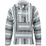 Siesta Mexikanischer Baja Jerga Kapuzenpullover, Naturfarben und Schwarz, grau, M