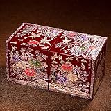 HAIHF Schmuckschatulle, Hand gemalt Lackiert Jewellery Box mit Schmetterlinge & Flower Kunstwerk, Holz Mädchen Schmuck Spiegel-Kasten Tränke-Aufbewahrungs Schatz-Geschenk