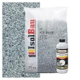 Isolbau Steinteppich SET Marmorkies 25kg + Bindemittel bis 2,5m² Ice Blue 1/4mm Epoxidharz, Terassenboden, Natursteinboden Marmorkies Bodenbelag, Steinboden Bodenbeschichtung, Marmorstein, Innen Auß