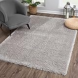 SANAT Porto Shaggy Wohnzimmer Teppich - Hochflor Zottel-Teppiche für Wohnzimmer, Schlafzimmer, Küche, Flure, Kinderzimmer - Leicht Zu Reinigen, Superweich, Modern Teppich Grau 80 x 150