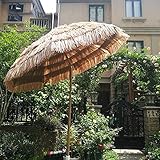 6,6 Fuß / 2 m Strandschirm Sonnenschirm, Outdoor Hawaii Regenschirme, Tragbarer wasserdichter Sonnenschirm Patio Tiki Gartenschirm, Druckknopf-Neigung, Mit Kreuzfuß + Wasserbeutel Winddichtes G