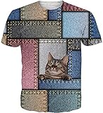 Loveternal Cat Shirt Unisex 3D Druck T-Shirt Sommer Casual Katze Grafik Kurzarm Tee Shirt S