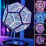Unendliches Dodekaeder- Infinite Dodecahedron Color Art Light, Farbkunstlicht, Spiral Space Led-Licht Einstellbares Farblicht, Kreative Möbeldekoration Tischlampe Party-Atmosphärenlampe (A)
