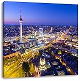 Berlin City Panorama, Format: 40x40 als Leinwandbild, tolle Bilder fertig auf Holzrahmen gespannt, Kunstdruck auf Wandbild mit Rahmen, günstiger als Gemälde oder Ölbild, kein Poster oder Plak