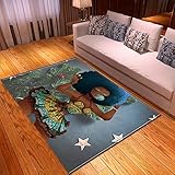 YuPancjua Afrikanischer Frauenkopf 3D-Druck Teppich H7693 120X120Cm Bereich Teppich Fußmatte Eingang/Wohnzimmer/Schlafzimmer/Bad Rutschfester Tepp