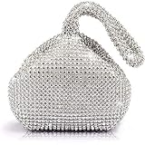 J&G dreieckige Rhinestone Strass Damen Unterarmtasche Abendhandtasche Party Tasche Hochzeit Handtasche (Silber)