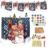 Ebingoo Adventskalender zum Befüllen mit Adventskalender Tüten Weihnachtskalender zum Befüllen mit 24 Zahlen Aufklebern Adventskalender Selber Befüllen fur Weihnachten(JOY&HO)