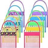 10 Stücke Bunte Mesh Strand Taschen Muschel Sand Taschen Mesh Tasche Mesh Aufbewahrung Tasche mit Verstellbarem Gurt für Kinder Schatz Muschel Spielzeug Aufbewahrung, 2 Stile, 9 x 9 Z