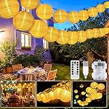 LED Lampion Lichterkette Außen, 40er 8 Modi Lampion LED Lichterketten, USB/Batteriebetriebe und IP65 Wasserdicht LED Laterne Lichter Dekoration mit Timer für Garten, Hof, Hochzeit, Fest Dek