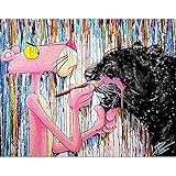GIVROLDZ Moderne Street Graffiti Kunst Leinwand Malerei Pink Panther Poster HD Drucke Wand Rosa Leopard Bild für Wohnzimmer Wohnkultur,30X40