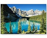 Paul Sinus Art Leinwandbilder | Bilder Leinwand 120x80cm kanadische Berge um einen F