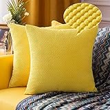 MIULEE 2er Set Granulat Kissenbezug Ananas Weiches Massiv Dekorativen Quadratisch Überwurf Kissenbezüge Kissen für Sofa Schlafzimmer 16'x16', 40 x 40 cm Gelb