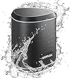 Bluetooth Lautsprecher IPX7 Wasserschutz, ANVASKEU 5.0 Tragbarer 360° Stereo Sound with Eingebautes Mikrofon, 24h Akku, Wireless Lautsprecher 15m Bluetooth Reichweite für Outdoor (Schwarz)