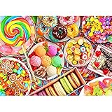 Puzzle 1000 Teile, Jigsaw Puzzle Erwachsene 1000 Teile von Bunte Süßigkeiten, Donuts Eiscreme Lutscher Unmögliches Puzzle für Erwachsene, Geschicklichkeitsspiel für die ganze F