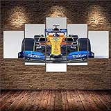 Bilder F1 Rennwagen Raceway Racing Sport 150x80 cm 5 Teilig Leinwandbilder Bild auf Leinwand Wandbild Kunstdruck Wanddeko Wand Wohnzimmer Wanddekoration Dek