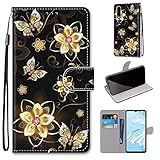 Miagon Flip PU Leder Schutzhülle für Xiaomi Mi 9 SE,Bunt Muster Hülle Brieftasche Case Cover Ständer mit Kartenfächer Trageschlaufe,Diamant Schmetterling