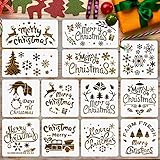 13S Weihnachten Schablonen Handwerk, Weihnachtsmalerei Schablonen, Brandmalerei Vorlagen , Stempel Weihnachten Schablone, Wiederverwendbare Plastikvorlage für Kunstzeichnung, Holz, Fenster, Glastü