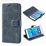 Mulbess Handyhülle für Huawei P9 Lite Hülle Leder, Huawei P9 Lite Handy Hülle, Vintage Flip Handytasche Schutzhülle für Huawei P9 Lite Case, Navy B