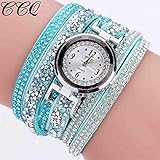 OLUYNG Armbanduhr Quarz-Uhren Geschenk Casual Analog Legierung Strass Uhr Leder Armband Uhren Relogio Feminino Reloj Mujer 533, mintgrün, B