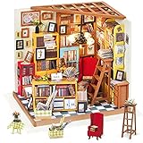 Rolife Miniatur Puppenhaus Kit DIY Holz Bibliothek Haus Modell für Mädchen und Jungen Kinder 14 15 16 17 Jahre Alt(Sam's Study)