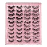 Leipple Falsche Wimpern 20 Paare - 3D Künstliche Wimpern Set Wiederverwendbare natürliche Wimpern (Rosa-4 Stile)