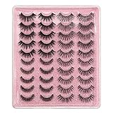 Leipple Falsche Wimpern 20 Paare - 3D Künstliche Wimpern Set Wiederverwendbare natürliche Wimpern (Rosa-4 Stile)