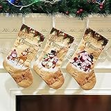 SHOPANTS Nikolausstiefel 3er Set mit weihnachtlicher Stickerei Hängende Strümpfe Aufhängen Weihnachtsstrumpf Kamin Christmas Stocking Schneemann Rentier Geschenktasche Candy Bag Weihnachtsdek